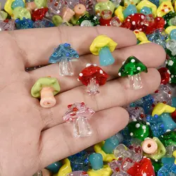 Various 5pcs/lot Glass Handmade Mushroom Lampwork Glass Loose Beads for DIY Jewelry Making Bracelet Earring Necklace Findings