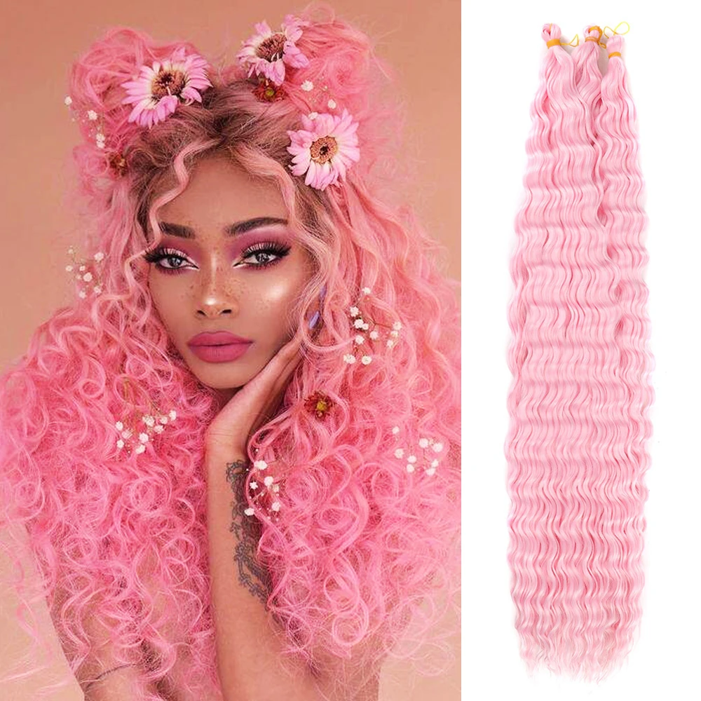 Dansama Synthetic 32inch Deep Wave Twist Crochet Hair Natural Afro Curls Crochet Braids Ombre Braiding Hair Extensions For Women