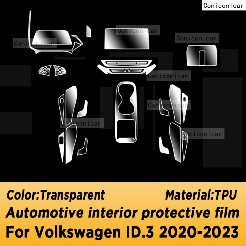 For Volkswagen ID.3 2020-2023 Gearbox Panel Navigation Automotive Interior Screen TPU Protective Film Anti-Scratch Accessories