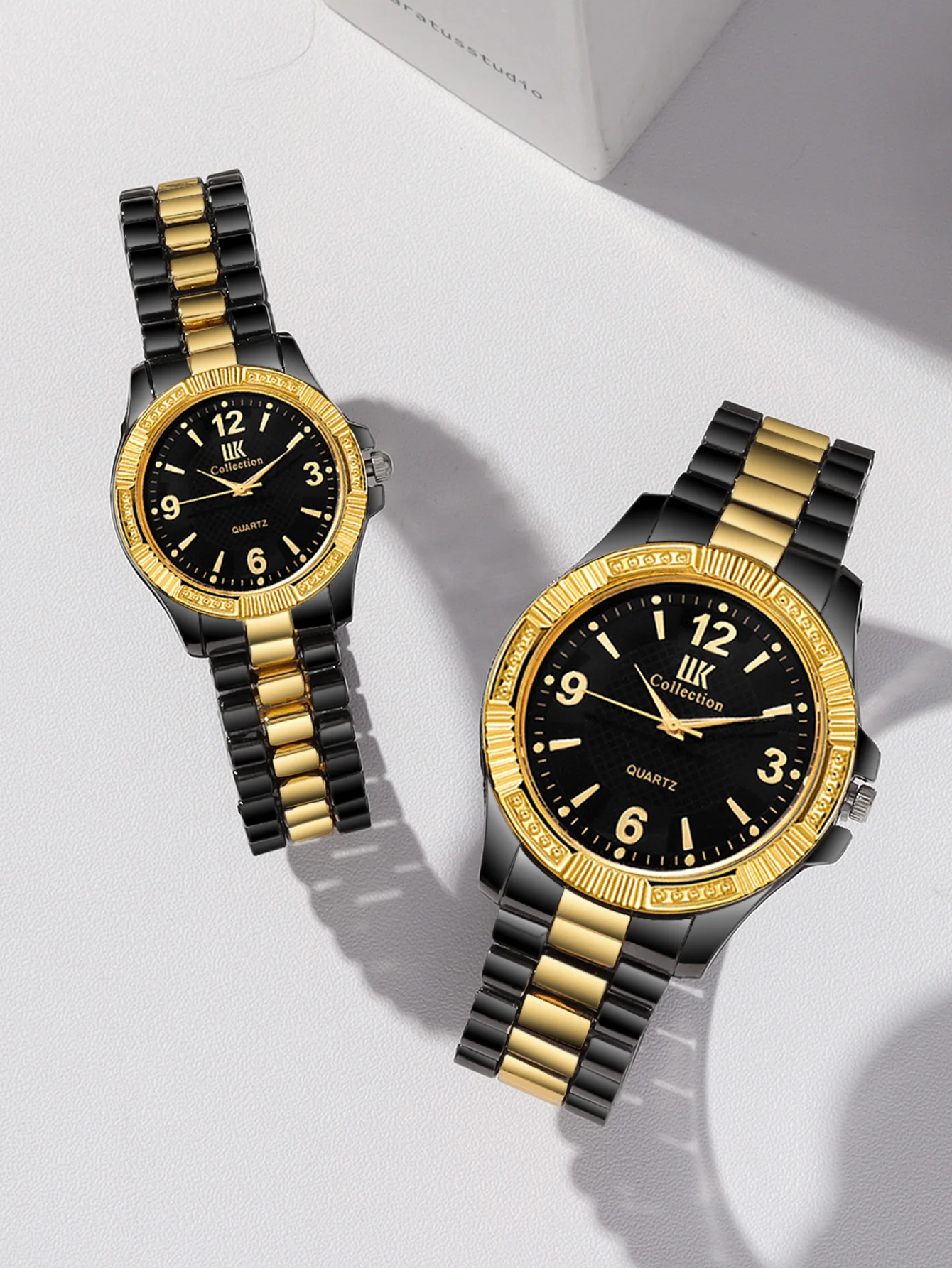 مجموعة ساعات عمل كوارتز بسيطة ، شريط فولاذيّ ، أزياء زوجين ، 2 صيحات