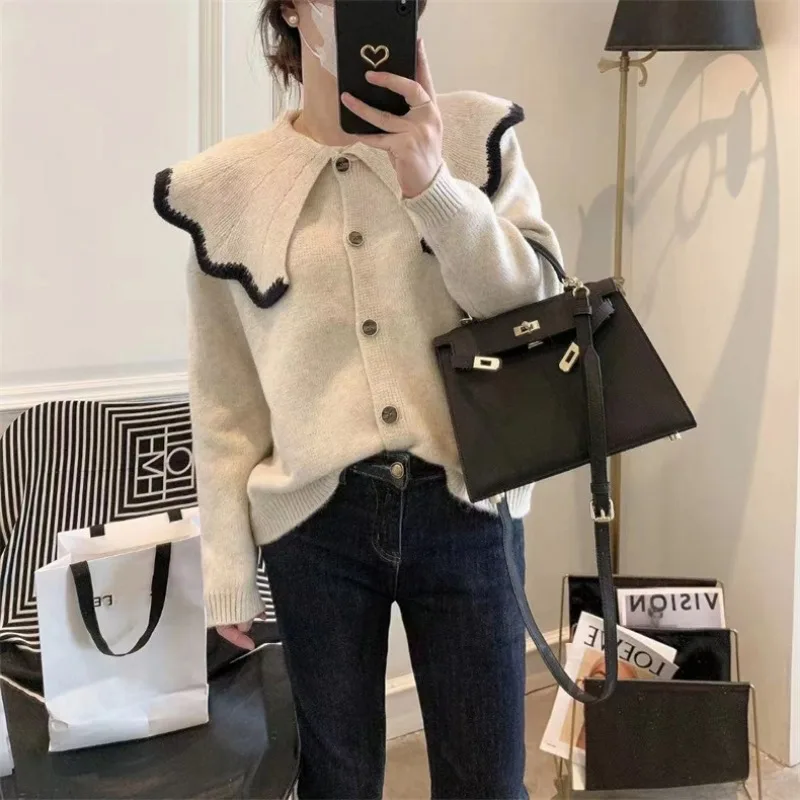 Gentle Versatile Sweater Jacket Fashionable Temperament Sweater Knitted Cardigan Women\'s Loose Lazy Jacket Knitted Top Trend