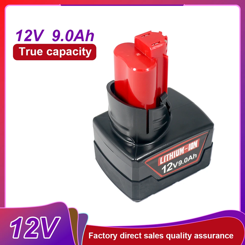 

12V 9.0Ah 9000mAh Replacement Battery For Milwaukee M12 XC 48-11-2401, 48-11-2402, 48-11-2420, 48-11-2411,48-11-2412,M12B2,M12B4