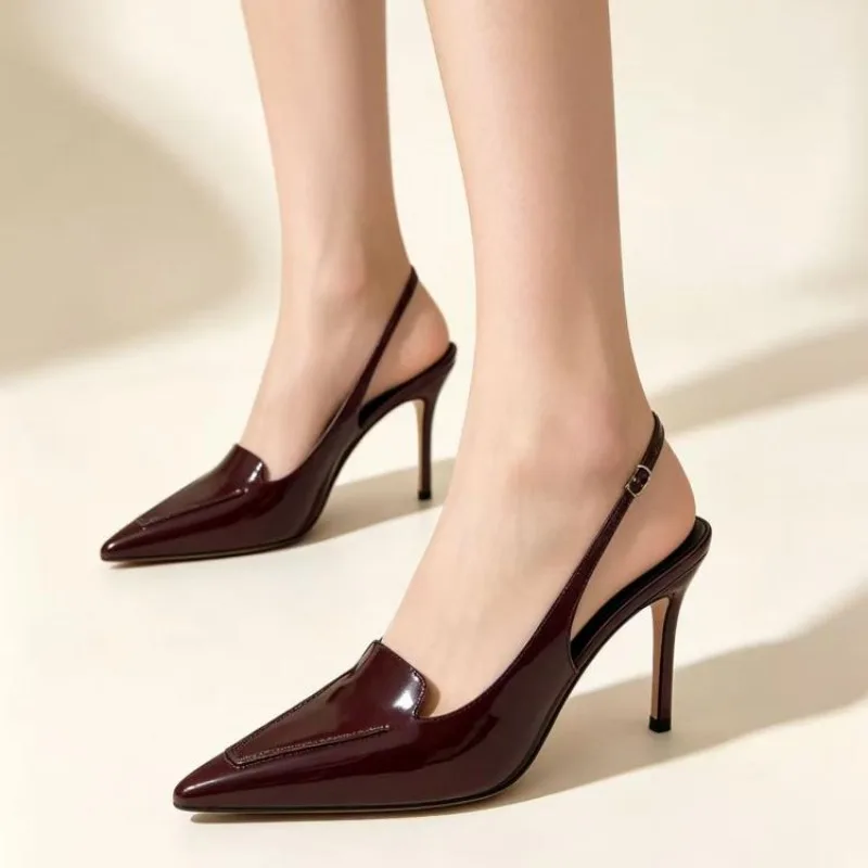 2026 Summer High Heel Women Sandals Fashion Pointed Toe Back Strap Shoes Design Style Banquet Party Sandalias Shoes