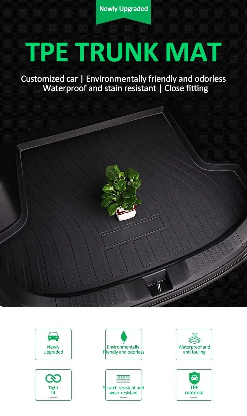Imagen 5: Estera de maletero trasero para Zeekr 001 2021 2022 2023 2024 2025, estera de almacenamiento lavable, caja trasera enrollable, Material TPE, colchón para maletero de coche