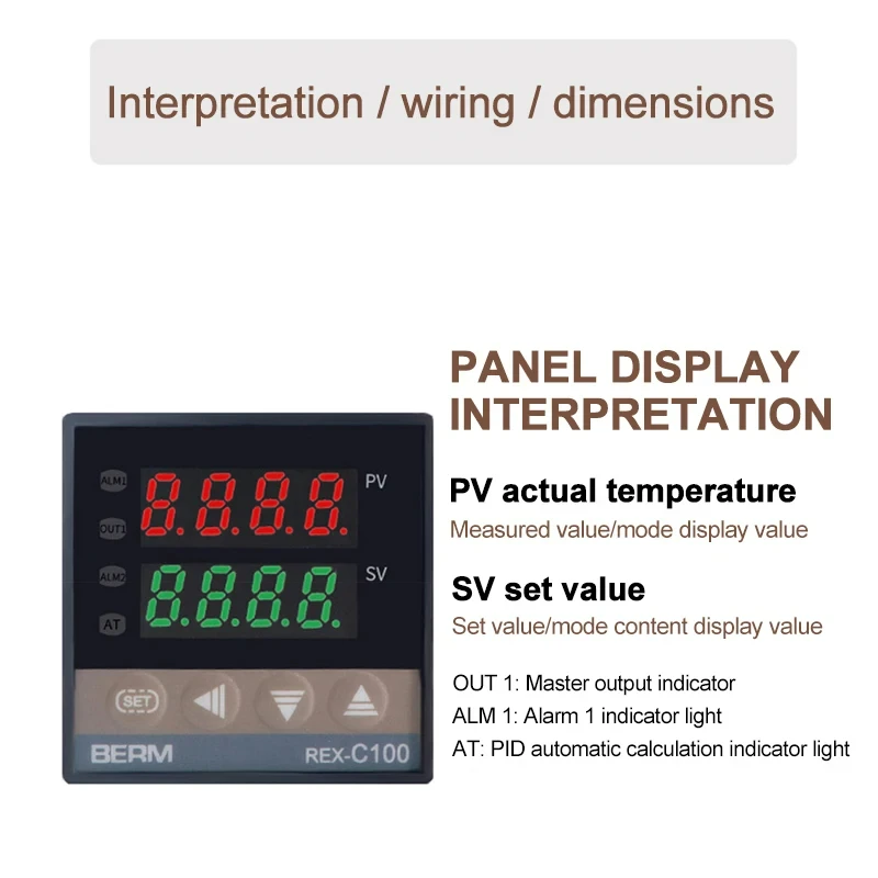 REX-C100 Digital PID Temperature Controller Thermostat SSR output Max.40A SSR Relay K Thermocouple Probe High Quality