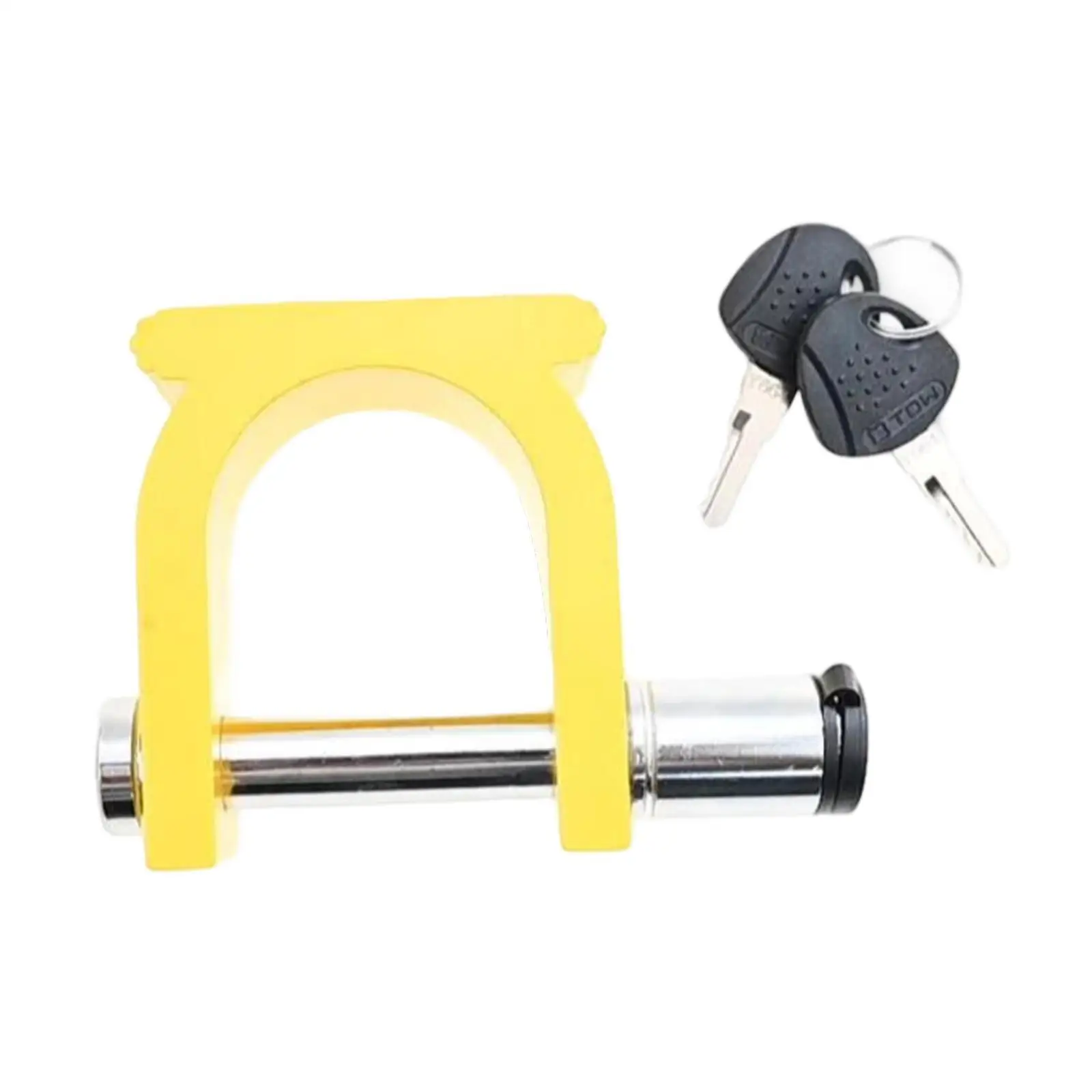 

Замок сцепного устройства прицепа на колесах с 2 ключами. Замок сцепного устройства для буксировки на колесах. Металлический противоугонный прочный сменный буксировочный замок для крепления на колесах.