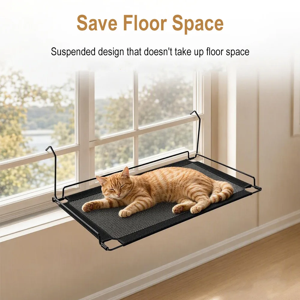 Foldable Cat Window Perch Hammock No Drill Hanging Cat Bed on Radiator Breathable Mesh Washable 8kg Load Pet Shelf for Kitten