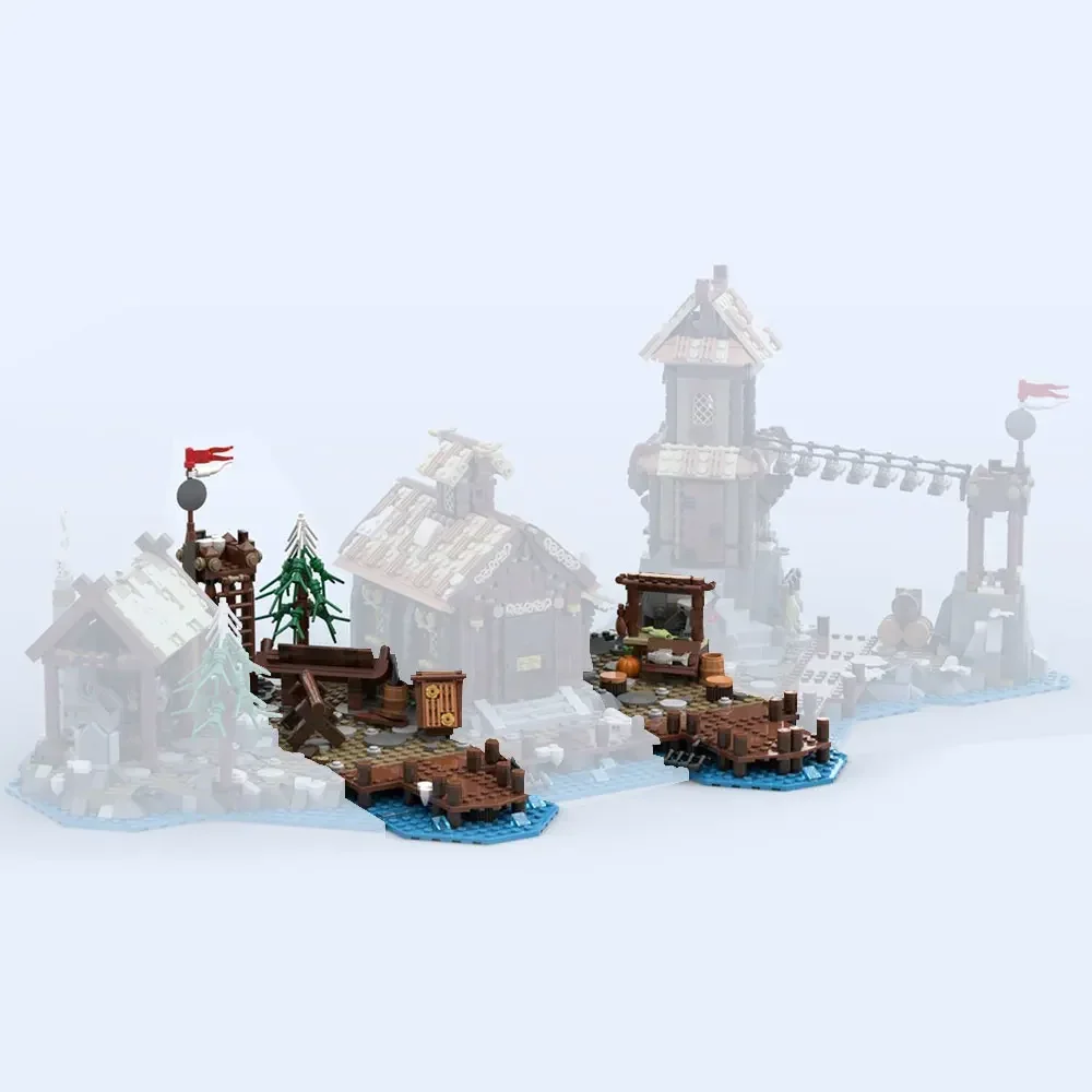 MOC Viking Village Village Expansion Building Blocks Set for 21343 Set Bricks Pirate Medieval Ship Toys for Adults Gifts