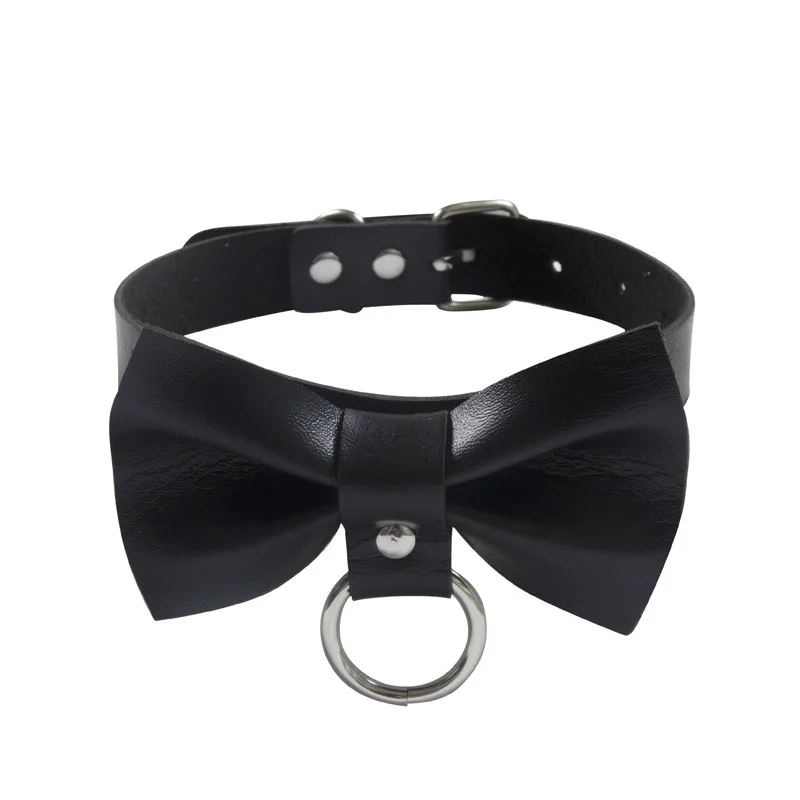 Cross Border Choker Bow Collar Leather Neck Strap Neck Chain Collarbone Chain Personality Rock Punk Necklace Neck Cover Female