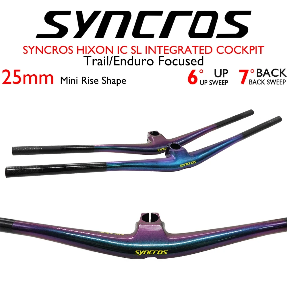 

SYNCROS Hixon IC SL MTB Carbon Handlebar Integrated Cockpit Gradient Color 4°or 5° Rise (15/25mm) Compatible with Sparks Frame