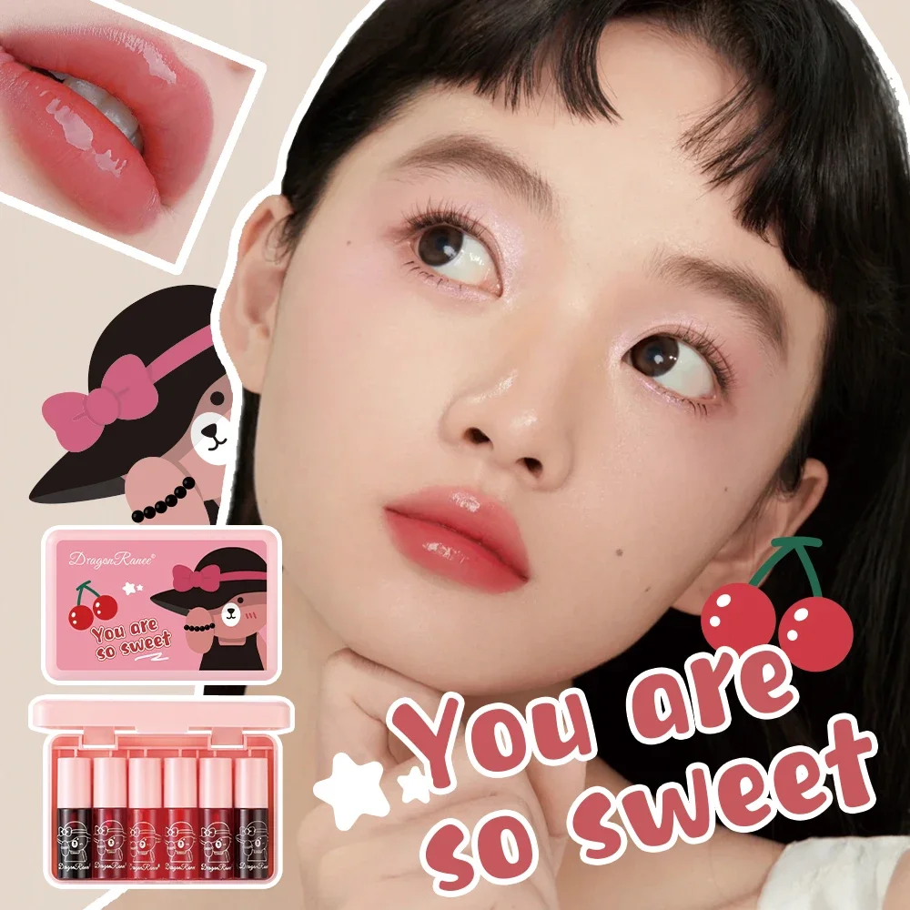 لامعة الشفاه وصمة عار المياه القائمة على ترطيب سطع طويلة الأمد غير تتلاشى مرآة الصقيل 6 قطعة مجموعة ماكياج أحمر الشفاه السائل الصغير #3