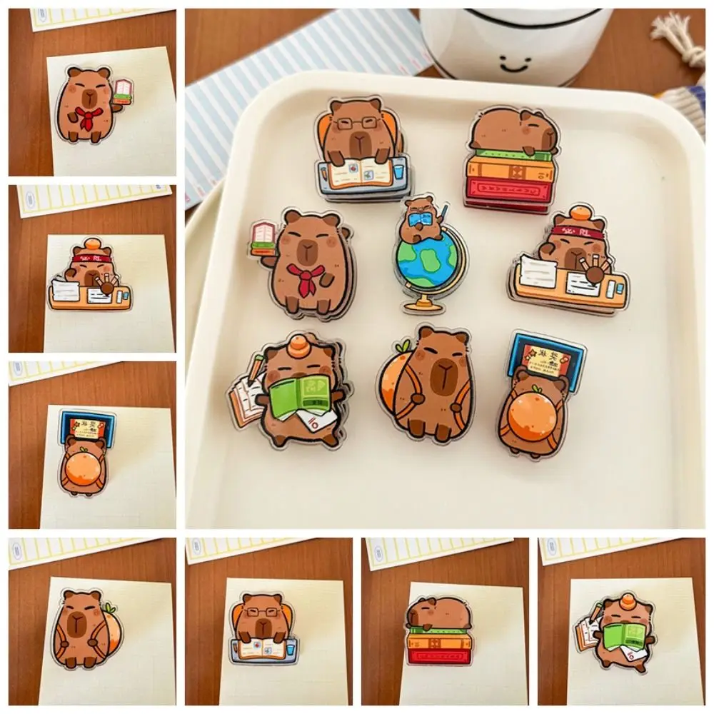 Note Clip Creative Cute Paper Clip Kawaii Decorative Capybara Acrylic Clip Double Sided Lovely Binding Sealing Clamp Student