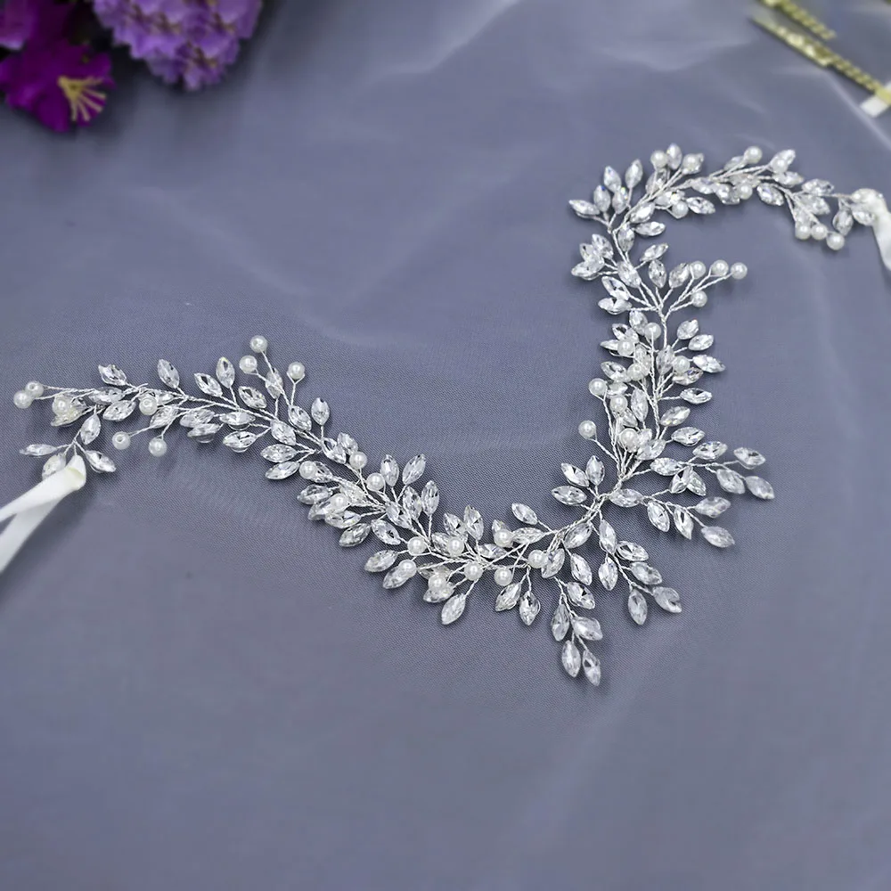 A301 Crystal Bridal Headpieces Silver Wedding Headbands Bride Hair Pieces Rhinestone Hair Vine Wedding Accessories Jewelry