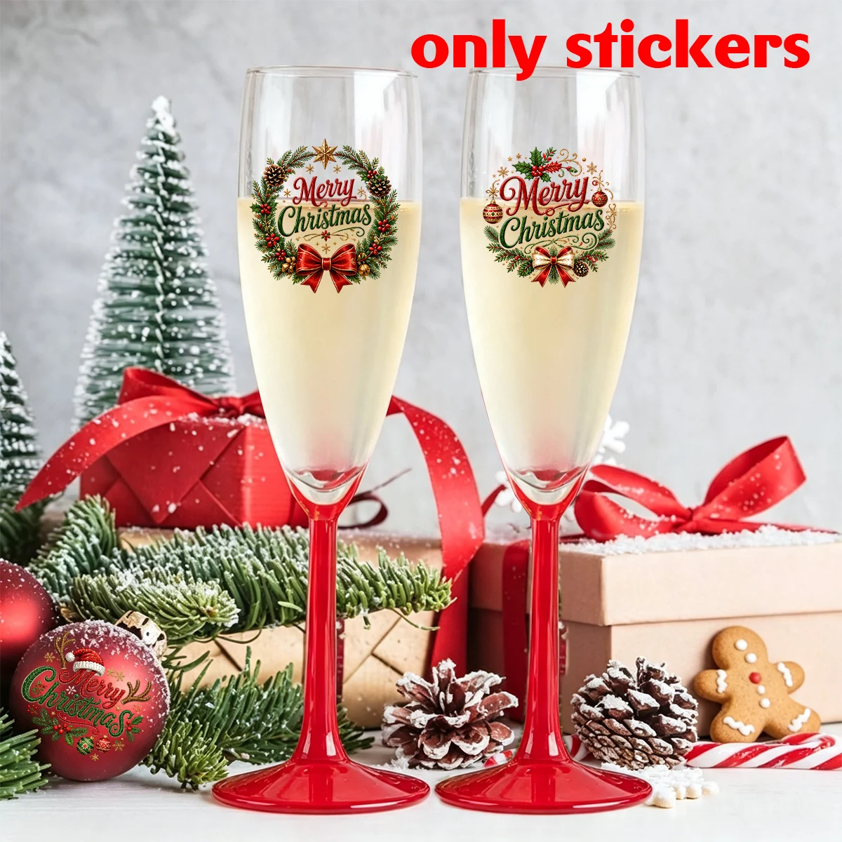 48 Stück - 6 Blätter Frohe Weihnachten UV-DTF-Transferaufkleber für Tassen, Glasgefäße, Ornamente, Fenster, Heimparty- und Feiertagsgeschenkdekorationen – Detail 4