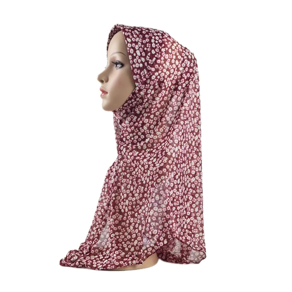Ladies One Piece Muslim Amira Hijab Printed Headscarf Hat Islamic Shawl Wrap Middle East Arab Prayer Headwear