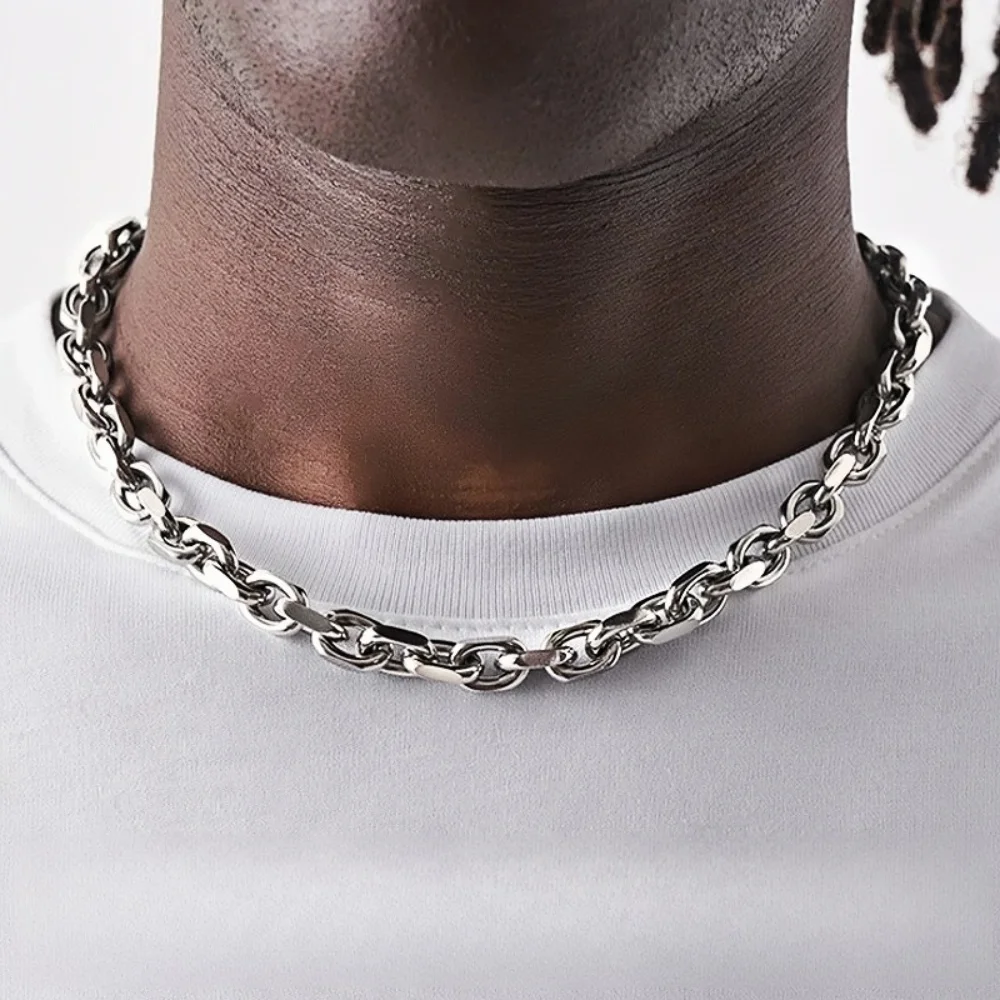 7mm Edelstahl-Kreuzkettenhalskette für Männer, einfache dicke Kettenhalskette für Frauen, modischer Schmuck aus Titanstahl – Detail 1