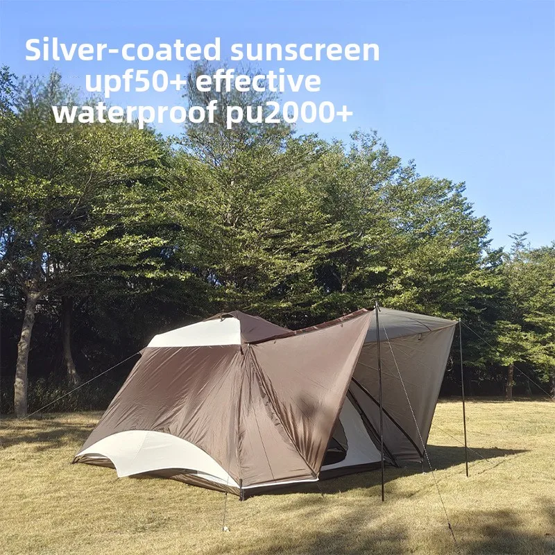 Outdoor 3-4 person automatic double-layer portable folding quick-opening 3000mm waterproof and rainstorm-proof camping tent