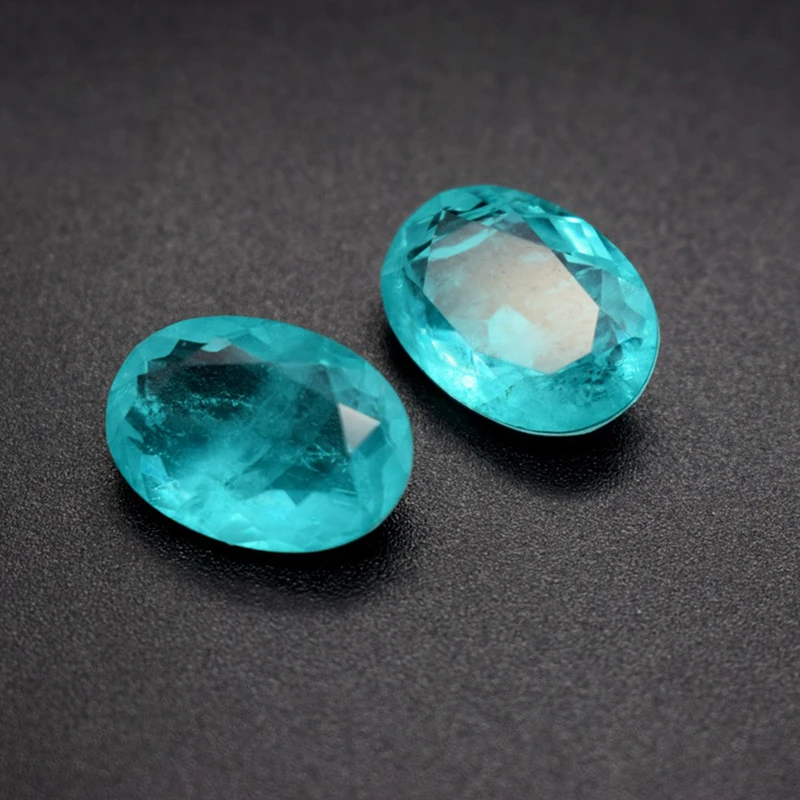 Simulated Paraiba Tourmaline Neon Blue Brazilian Crystal Loose Gemstone Oval Cut With Inclusions & Abrasions Natural