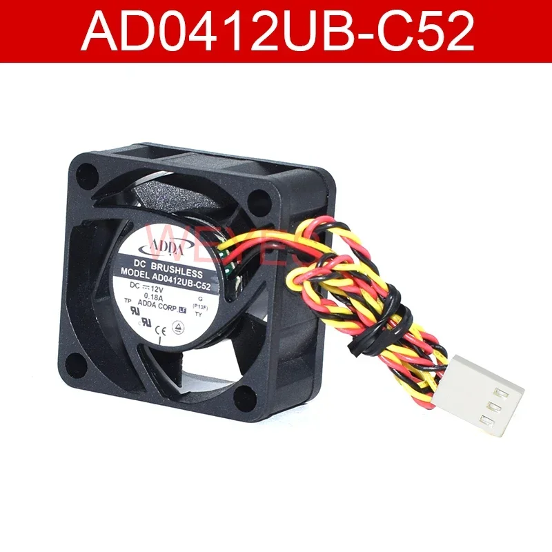 AD0412UB-C52 DC12V 0.18A 40*40*20mm 3-Pin Square Cooling Fan For ADDA