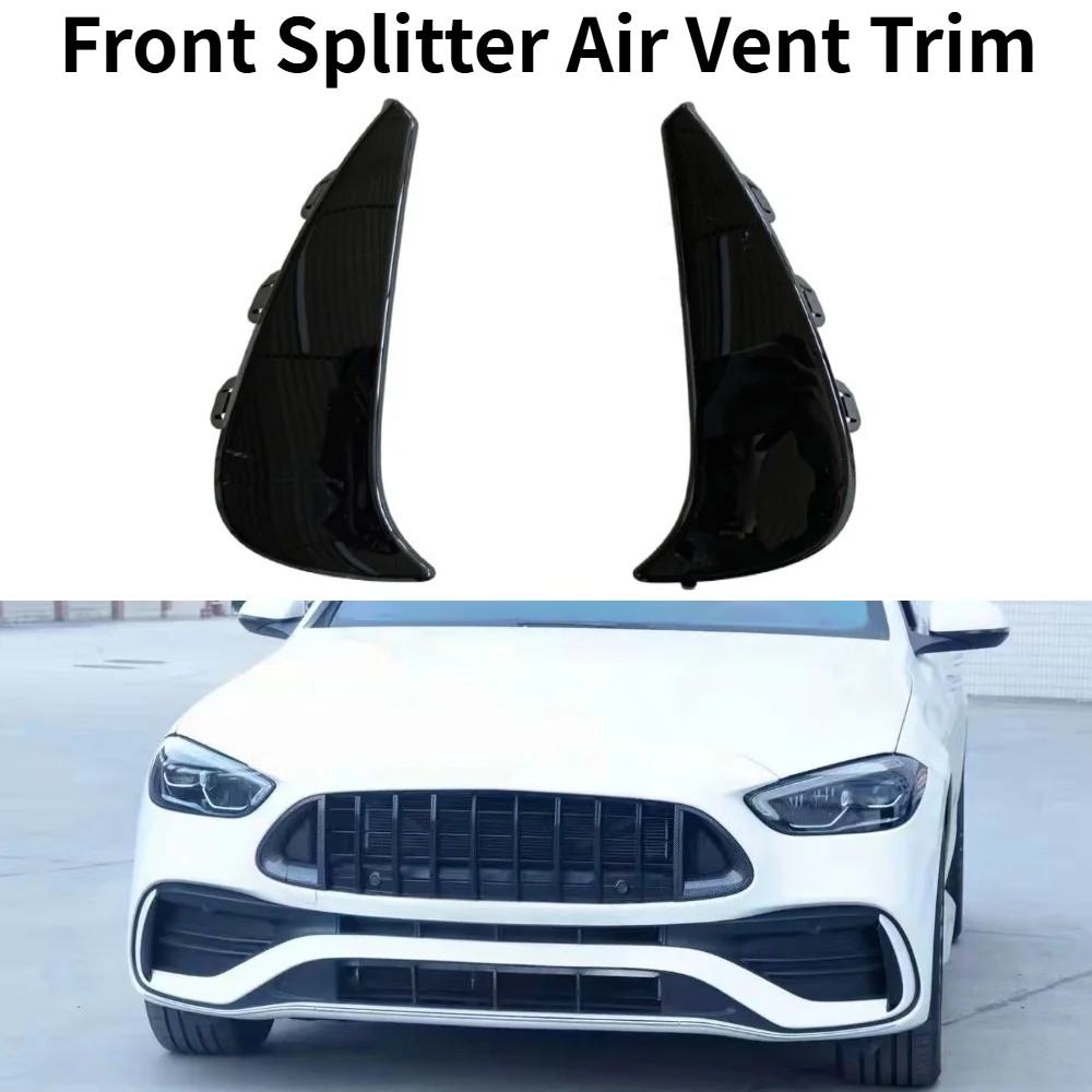

Black Front Bumper Air Vent Trim Canard Splitter For Mercedes C-Class W206 AMG Line 2068852902 A2068853002 Exterior Accessories