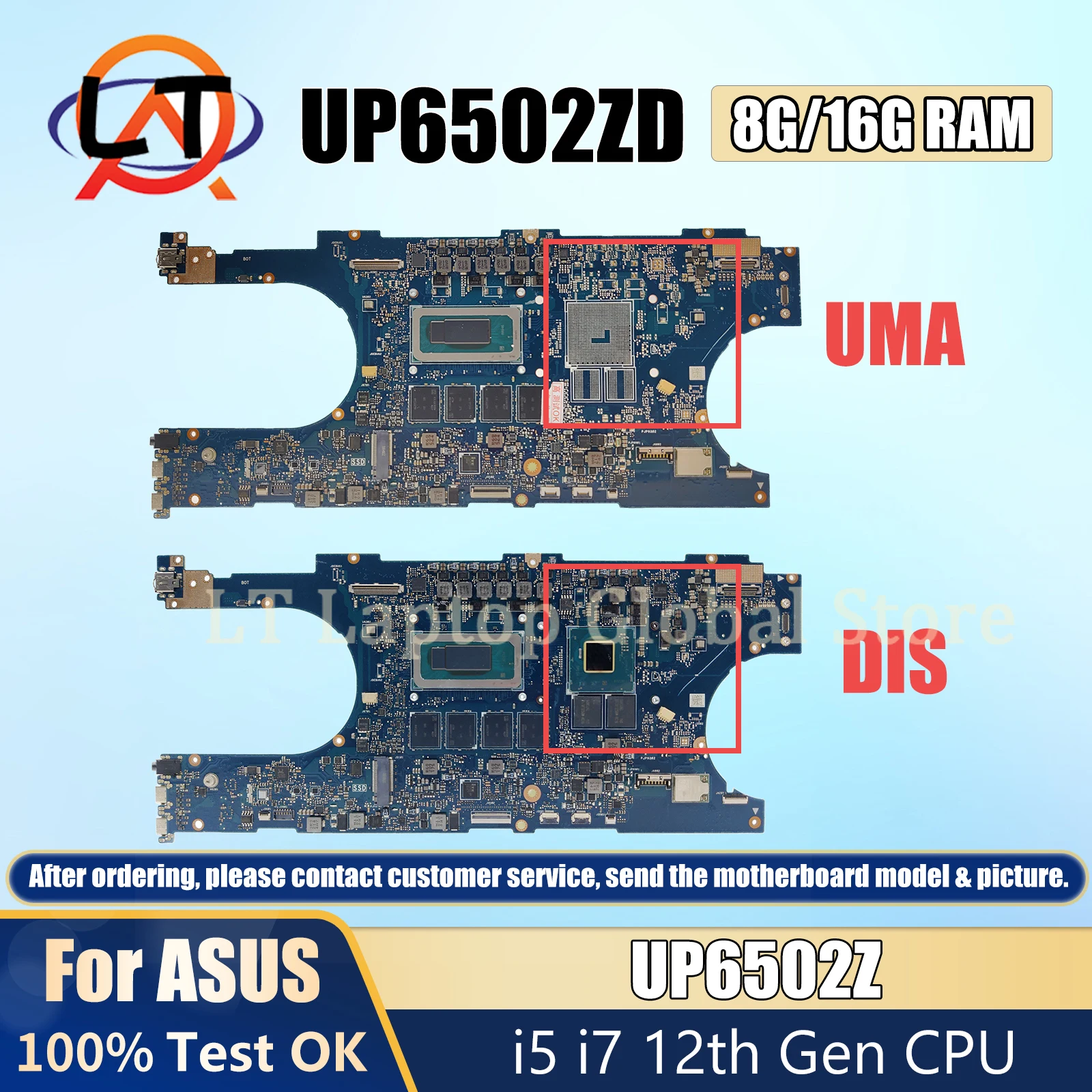 

UP6502ZD For ASUS ZenBook Pro 15 Flip UP6502Z Laptop Motherboard With i5-12500H i7-12700H CPU 8G 16G RAM Full Tested