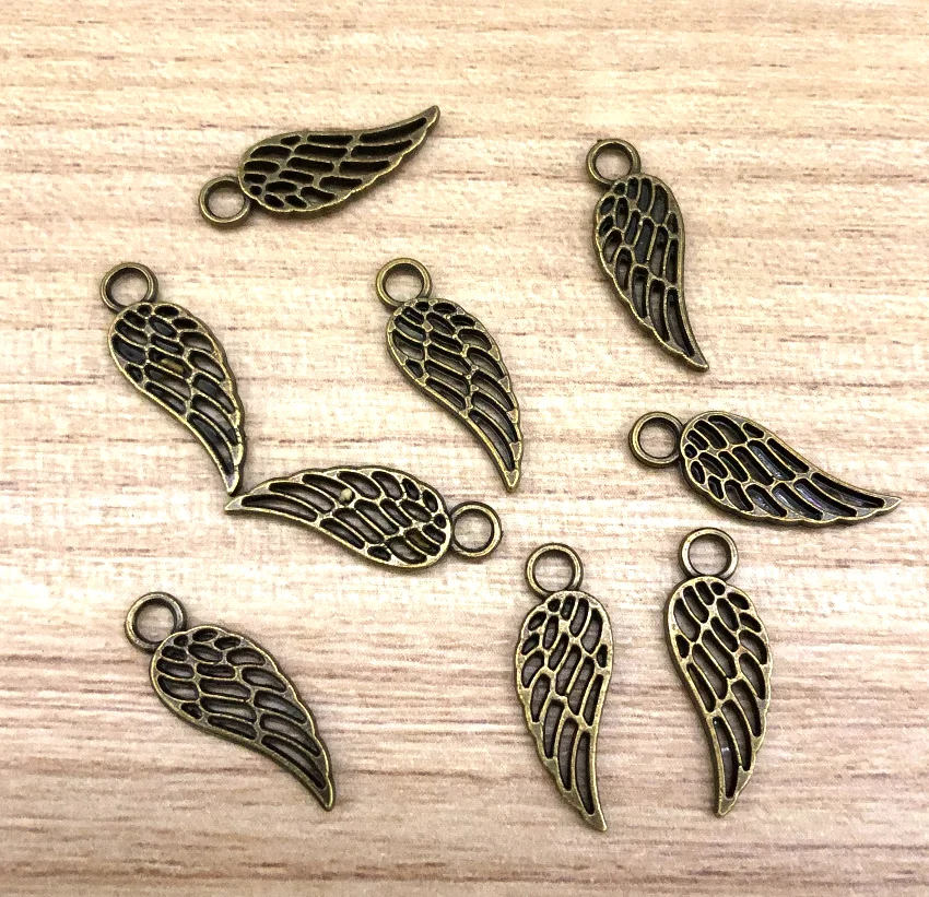 40pcs 18*7mm Hollow wing charms handmade accessories Zinc alloy metal HWL2657