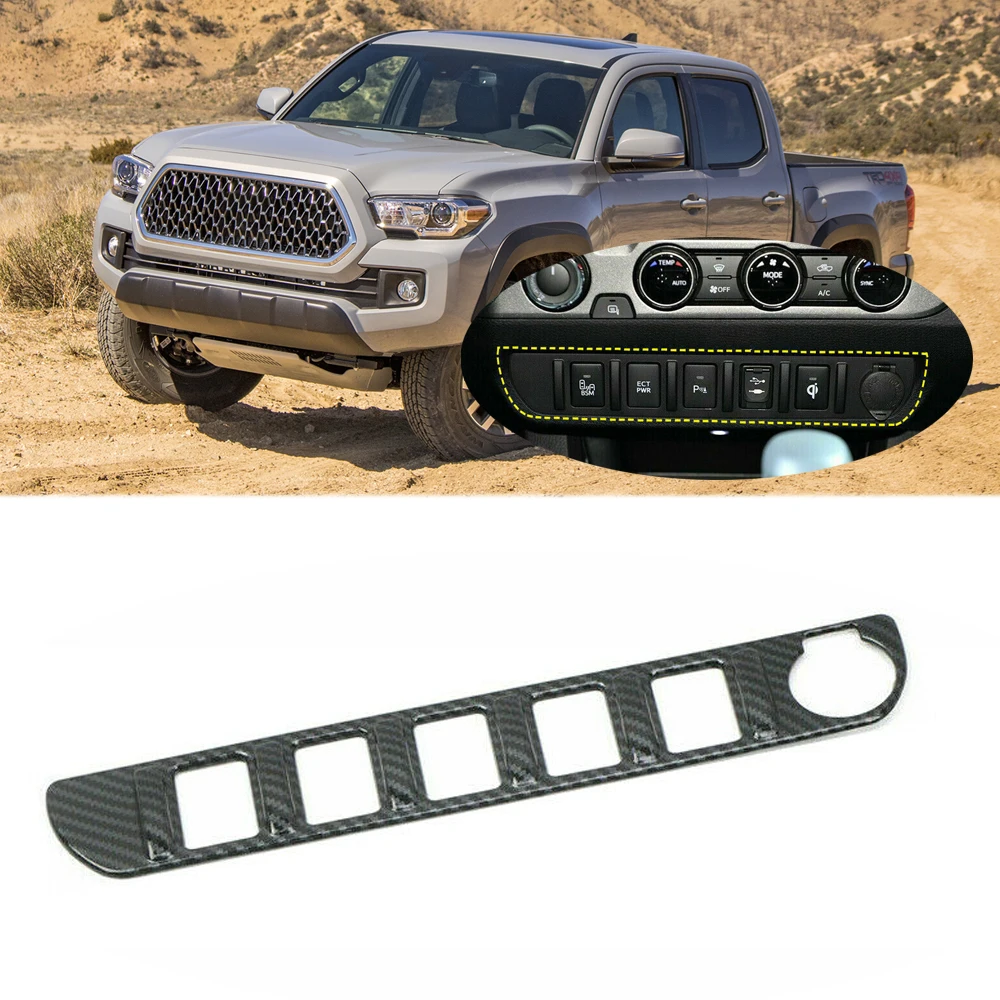 

Central Control Switch Function Button Panel Cover Trim ABS Carbon Fiber Interior Accessories For Toyota Tacoma 2016-2020