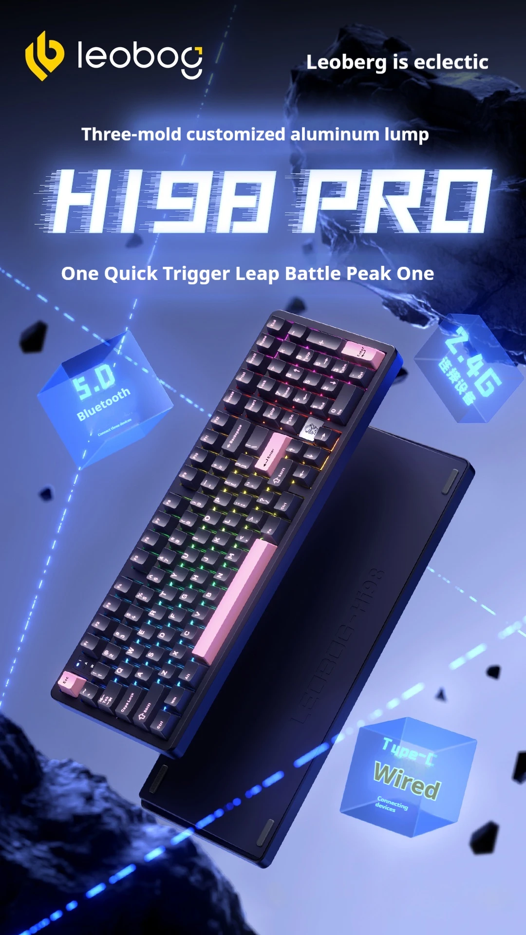 LEOBOG Hi98Pro Mechanical Keyboard Aluminum Three Mode Hot Swap Wireless Gaming Keyboard Customized Gasket PC Gamer Accessories