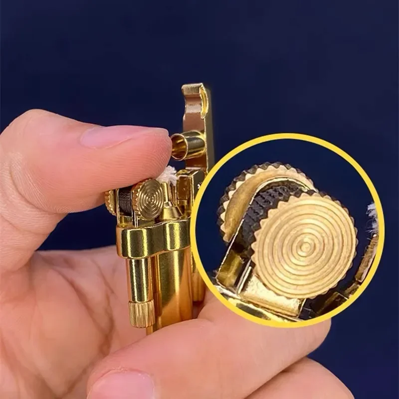 Pure Copper Kerosene Lighter Metal Permanent Cotton Core Windproof Grinding Wheel Lighter Oil Pipe Connector Detachable