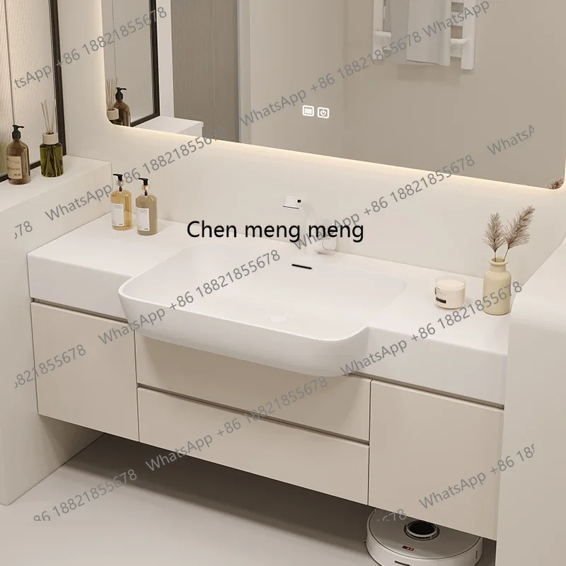 02A DuPont Corian integrated big belly basin bathroom cabinet combination very narrow wash basin washstand
