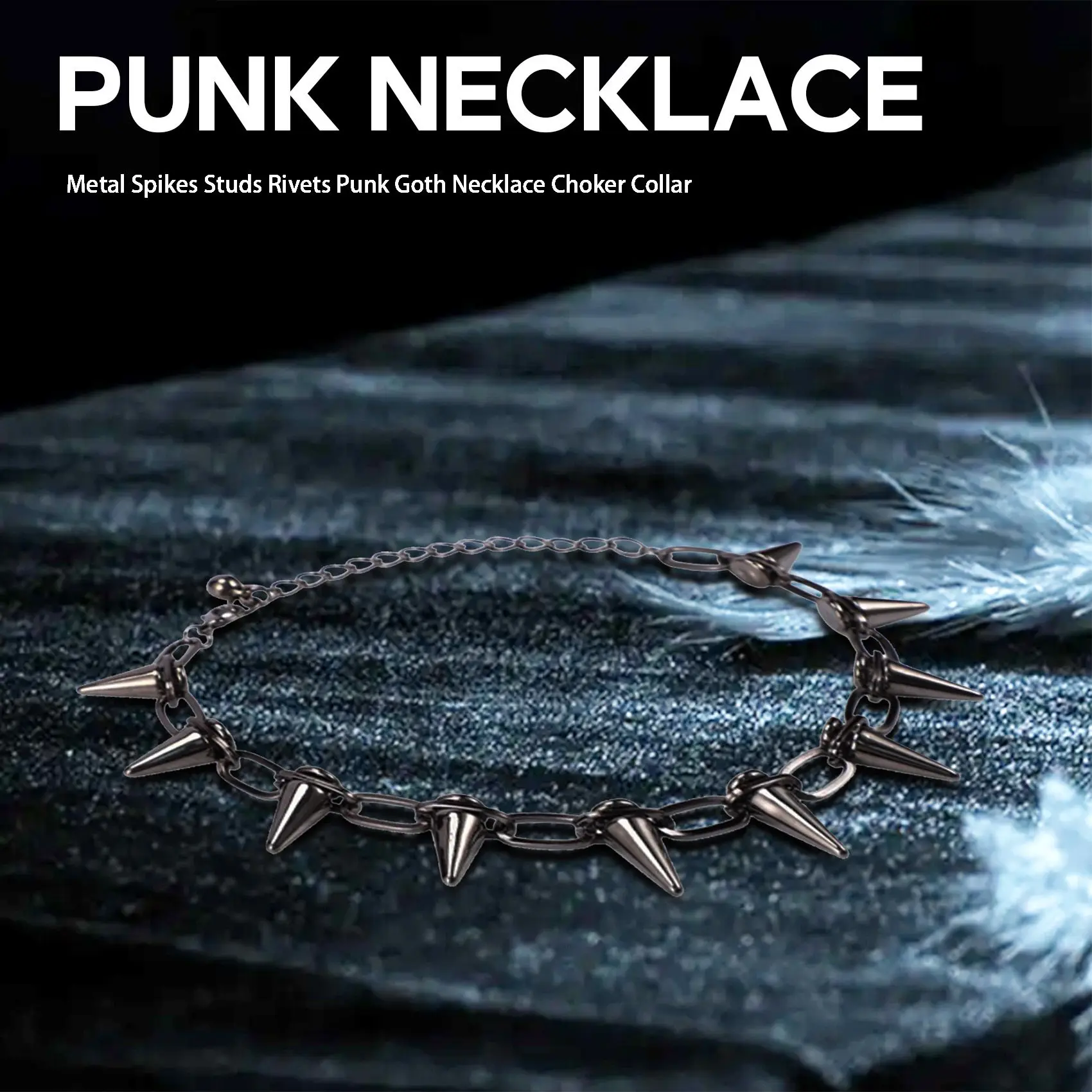 Metal Spikes Studs Rivets Punk Goth Necklace Choker