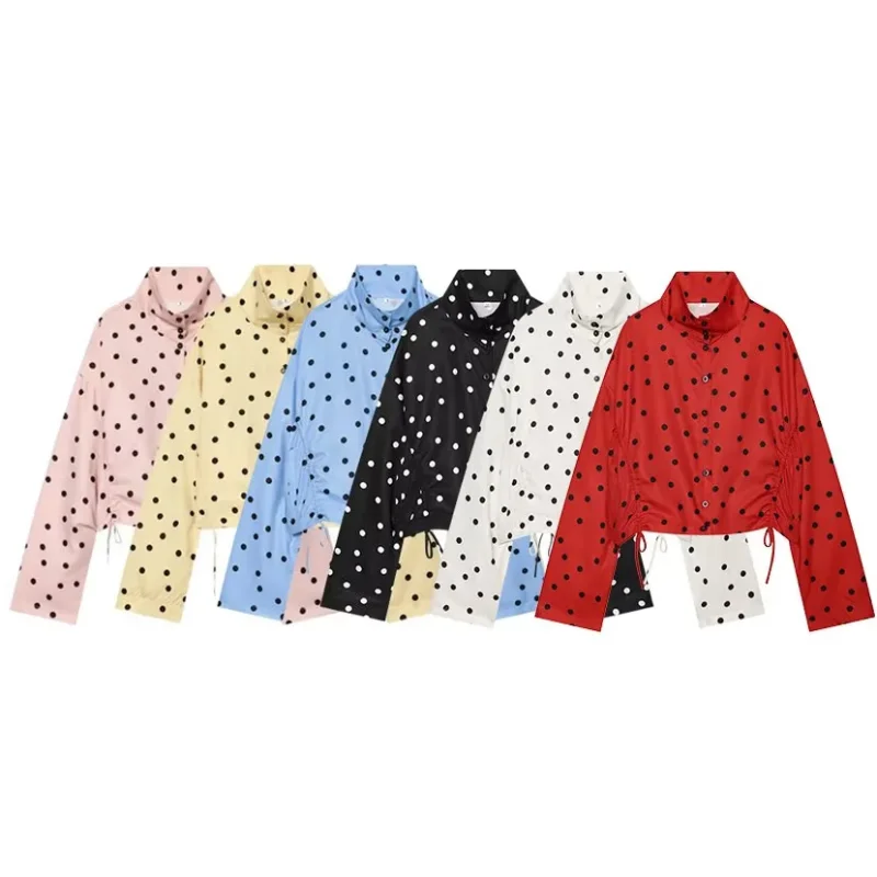 2026 Summer New Arrivals Women's Pleated Polka Dot Jacket Casual And Versatile Available In Various Colors
