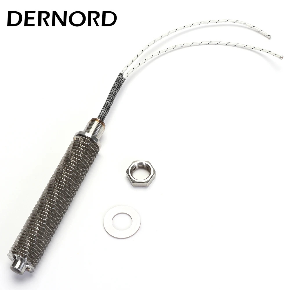 DERNORD 220v Finned Heater Hot Air Heating Element with M18 Thread SUS304 Electric Tubular Heater 100w/200w/300w/400w/500w