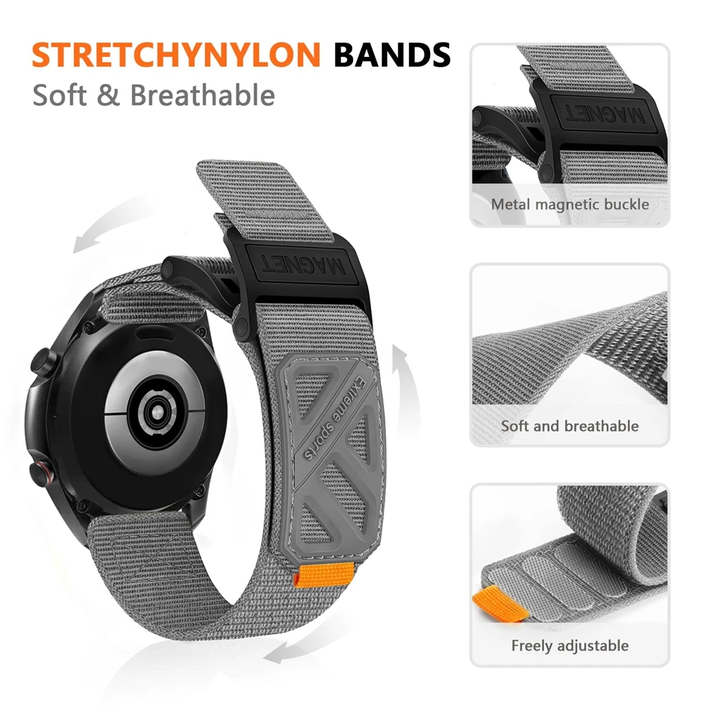 Magnetic Buckle Nylon Strap 20mm 22mm Universal Replacement Strap Sports Models Quick Release Outdoor Strap Accessories