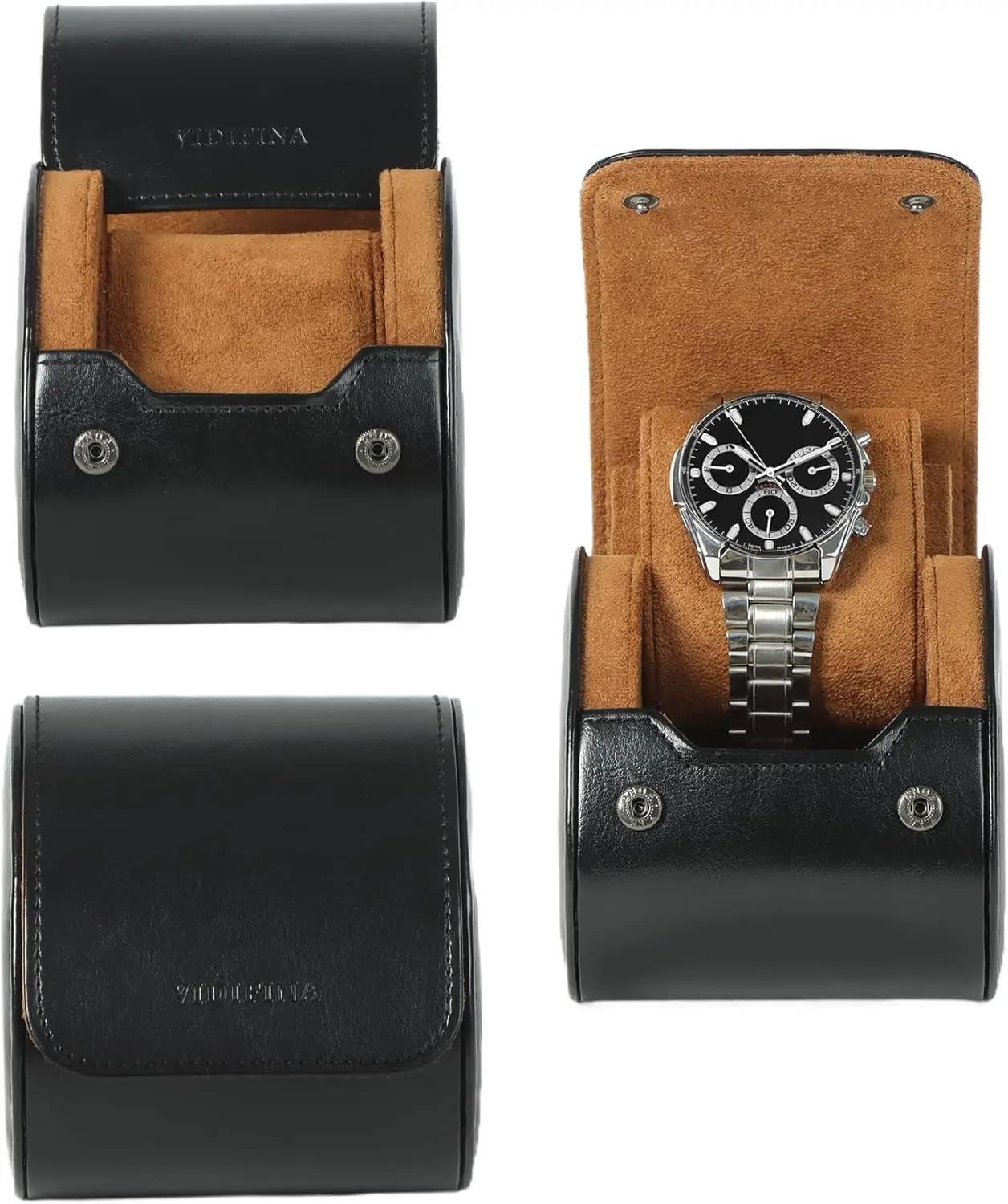 

Рулон часов из искусственной кожи премиум-класса, дорожный футляр без запаха для 1 часов с подарочной коробкой, черный — идеально подходит для мужчин на Рождество и бизнес-тре