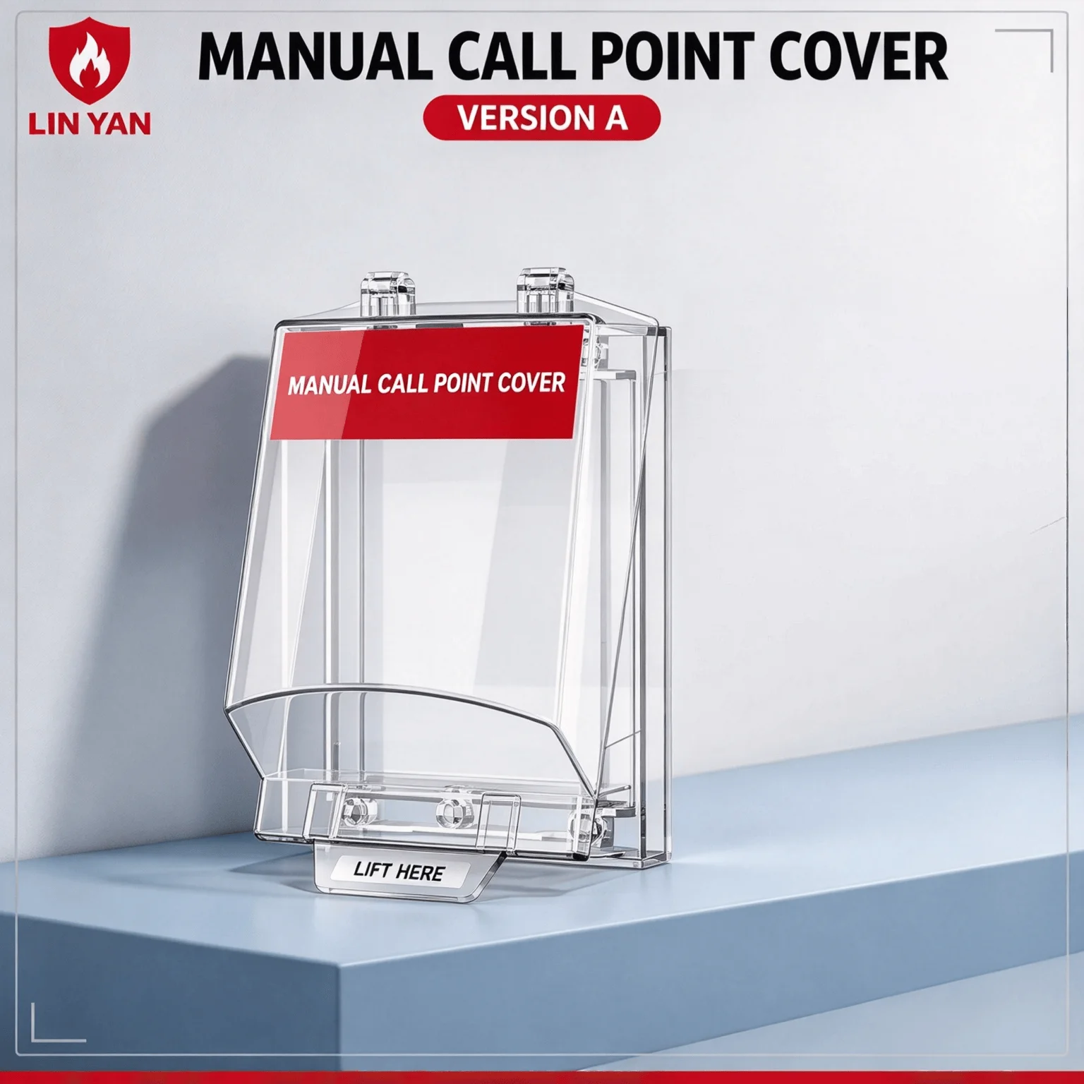 Protective Enclosure Fire Alarm Pull Station Cover IP67 Waterproof PC Impact Resistant Safety Guard for School Factory