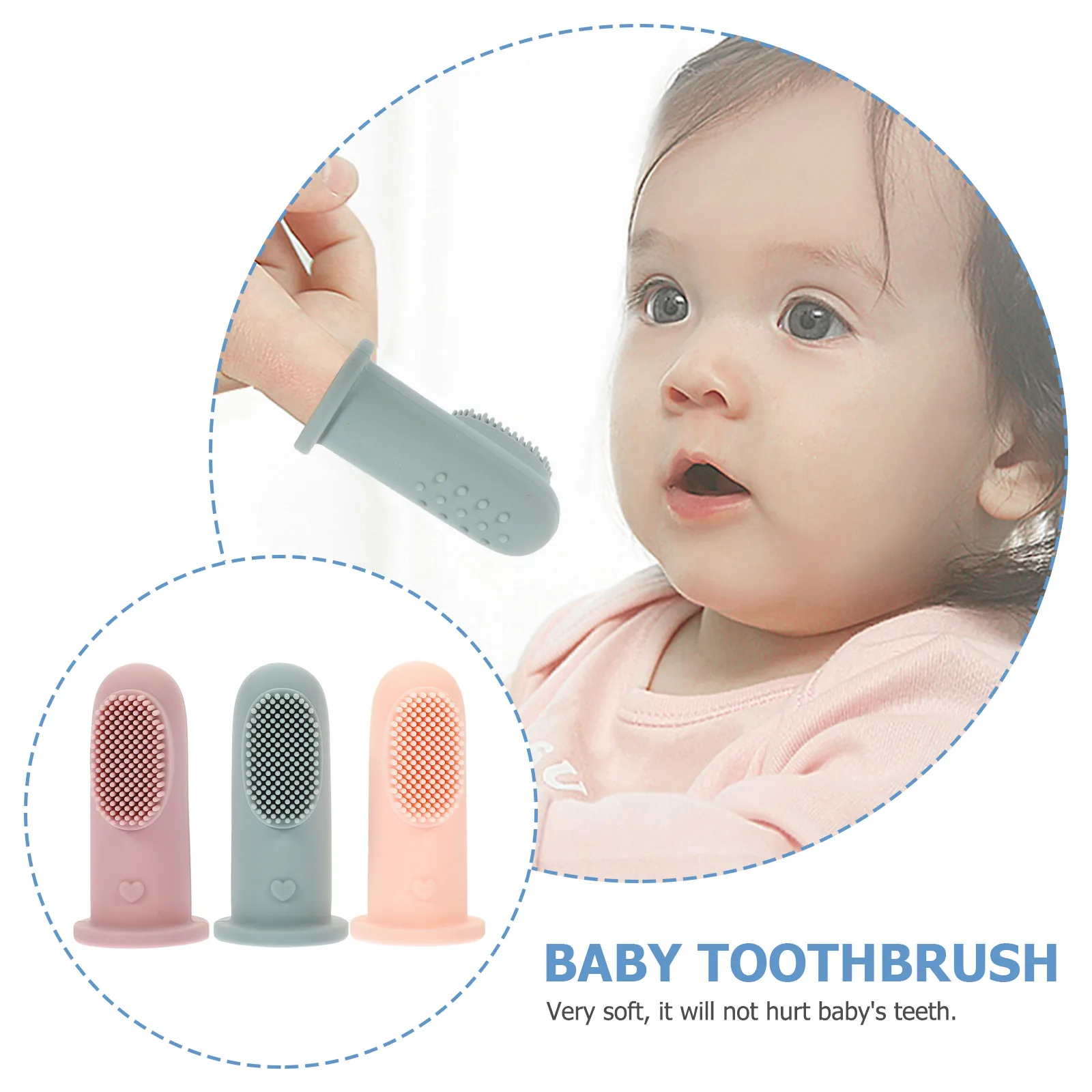 

3Pcs Finger Toothbrushes for Baby Soft Silicone Children Dental Hygiene