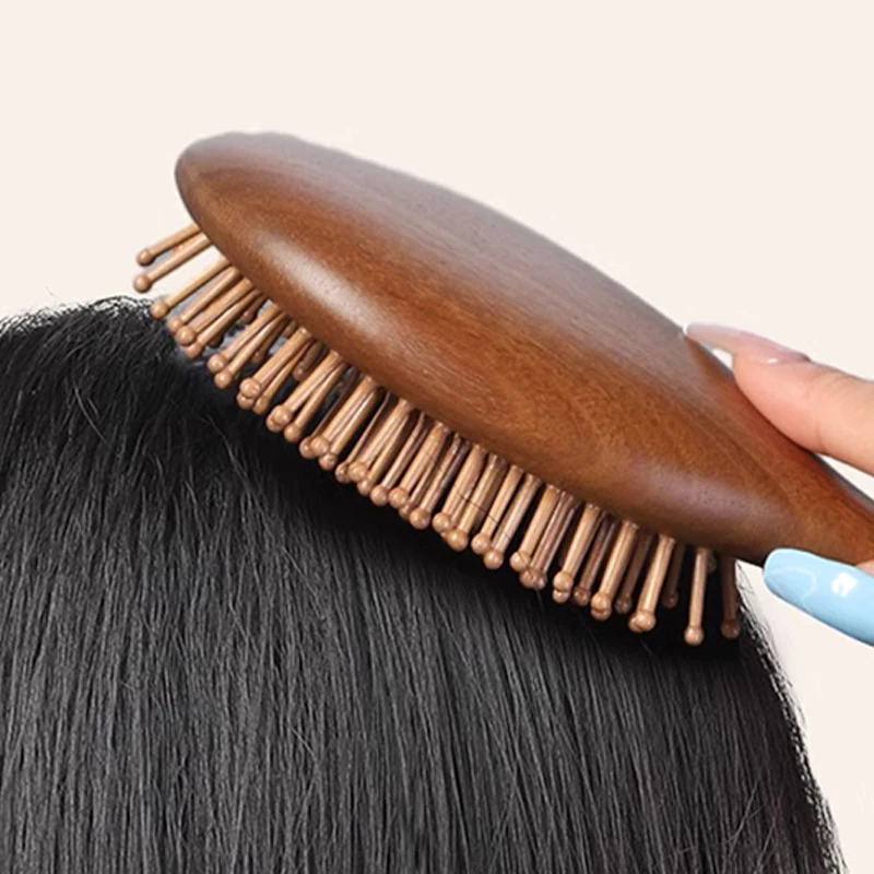 Double Sided Sandalwood Air Bag Comb Hair Care Scalp Body Gua Sha Meridian Head Blood Circulation Dredging Massage Comb