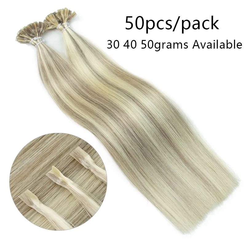 K Tip Hair Extensions Hot Fusion Hair Extension Real Human Hair 1cm Italy Keratin Glue Machine Remy 12-24inch 30 40 50G/pack
