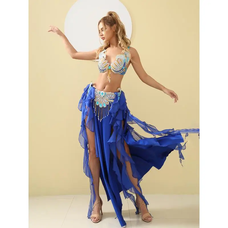 2024 New Belly Dance Performance Costume Women\'s High-end Oriental Practice Skirt &bra&belt 3pcs Set 121386