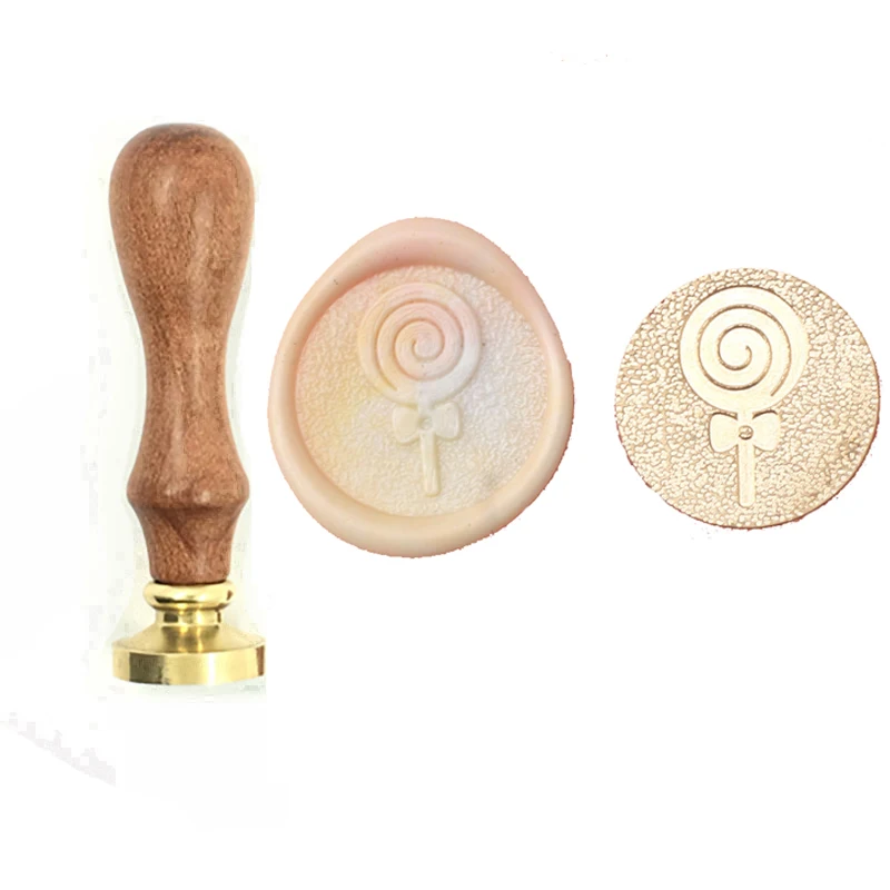 

Exquisite Paint Wax Stamp Ornament Lollipop wood handle,DIY Ancient Seal Retro Stamp,wedding envelope Wax Seal High Quality