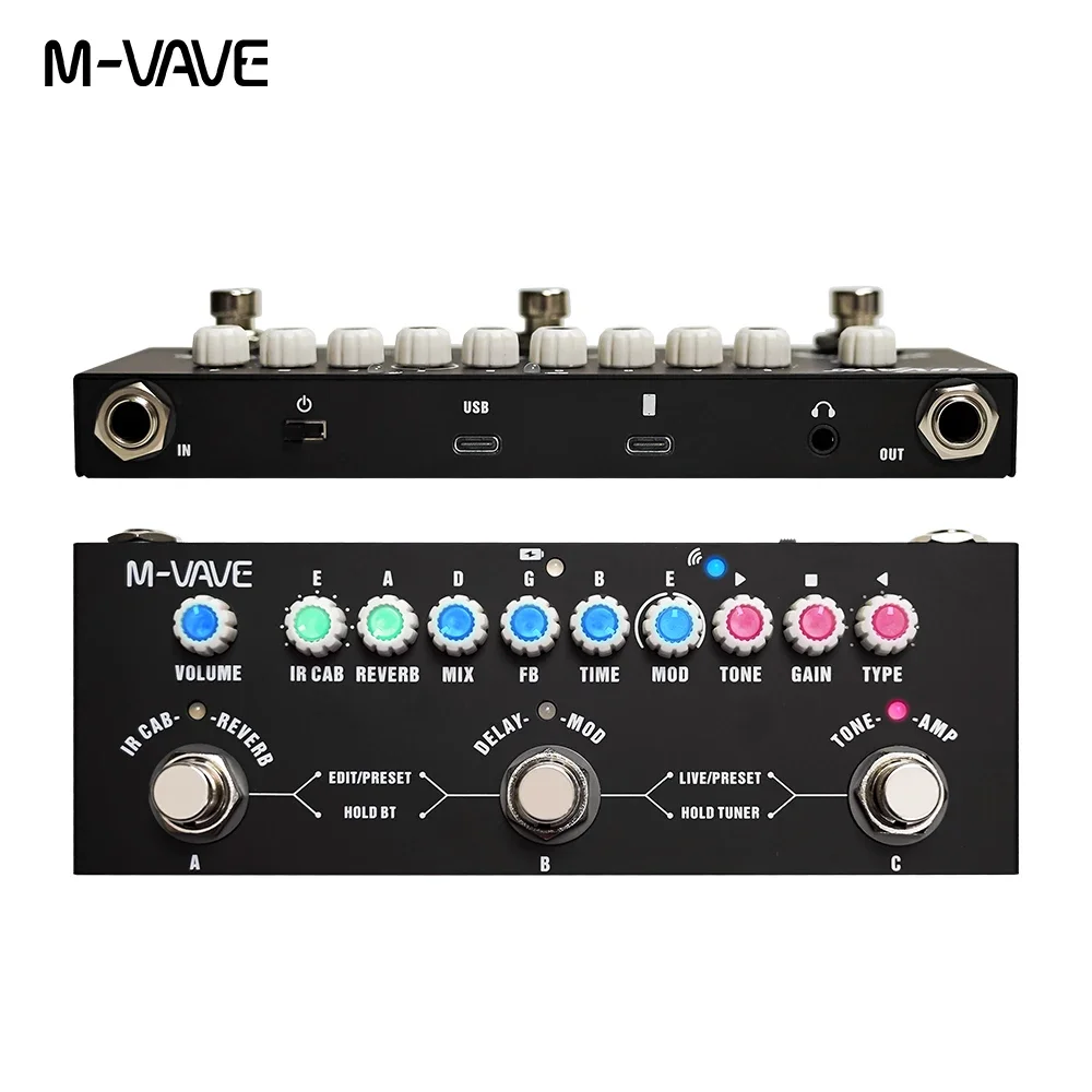 M-VAVE Cube Baby AC Pro Acoustic Guitar Processor | 9 AMP/IR Sims w/ Dly/Chs/Rvb FX | USB Audio Interface | Type-C Recharge