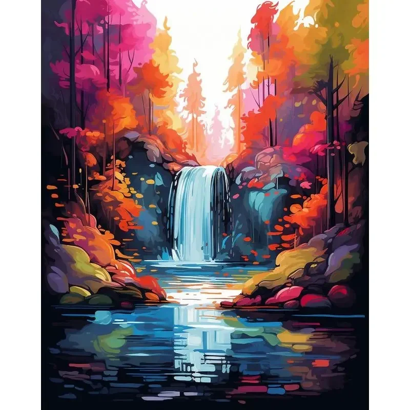 

Universal Paint By Number Colorful Forest Landscape Drawing On Canvas HandPainted Art Gift DIY Picture By Number Kits Home Deco