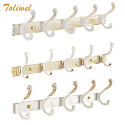 White Robe Hook Wall Mount Towel Holder Bathroom Accessories Organizer Luxury Clothes Hook Rack