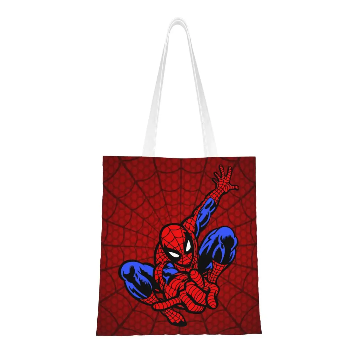 مخصص Kawaii الرجل العنكبوت ويب التسوق حمل الحقائب قابلة لإعادة الاستخدام قماش البقالة للمتسوقين حقيبة الكتف