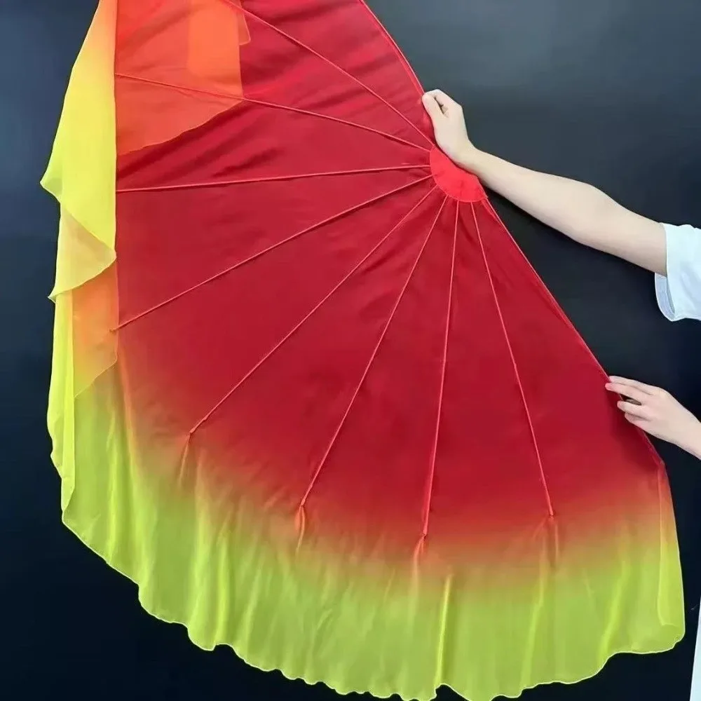 Fishbone Veil Fishbone Fan Gradient Color Light Weight Opening Stage Props Flowy Long Soft Dance Yangko Fan Dance Supplies