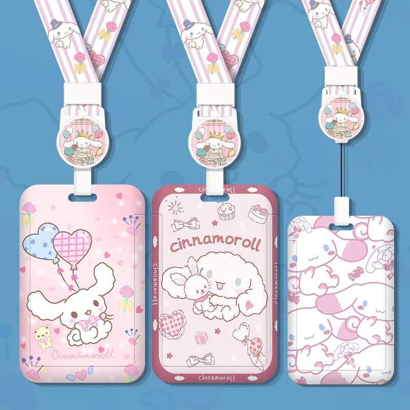 

Sanrio Cinnamoroll держатель Id карты Hello Kitty мультфильм шнурок скользящая дизайнерская карта искусственная модная детская Обложка для карт