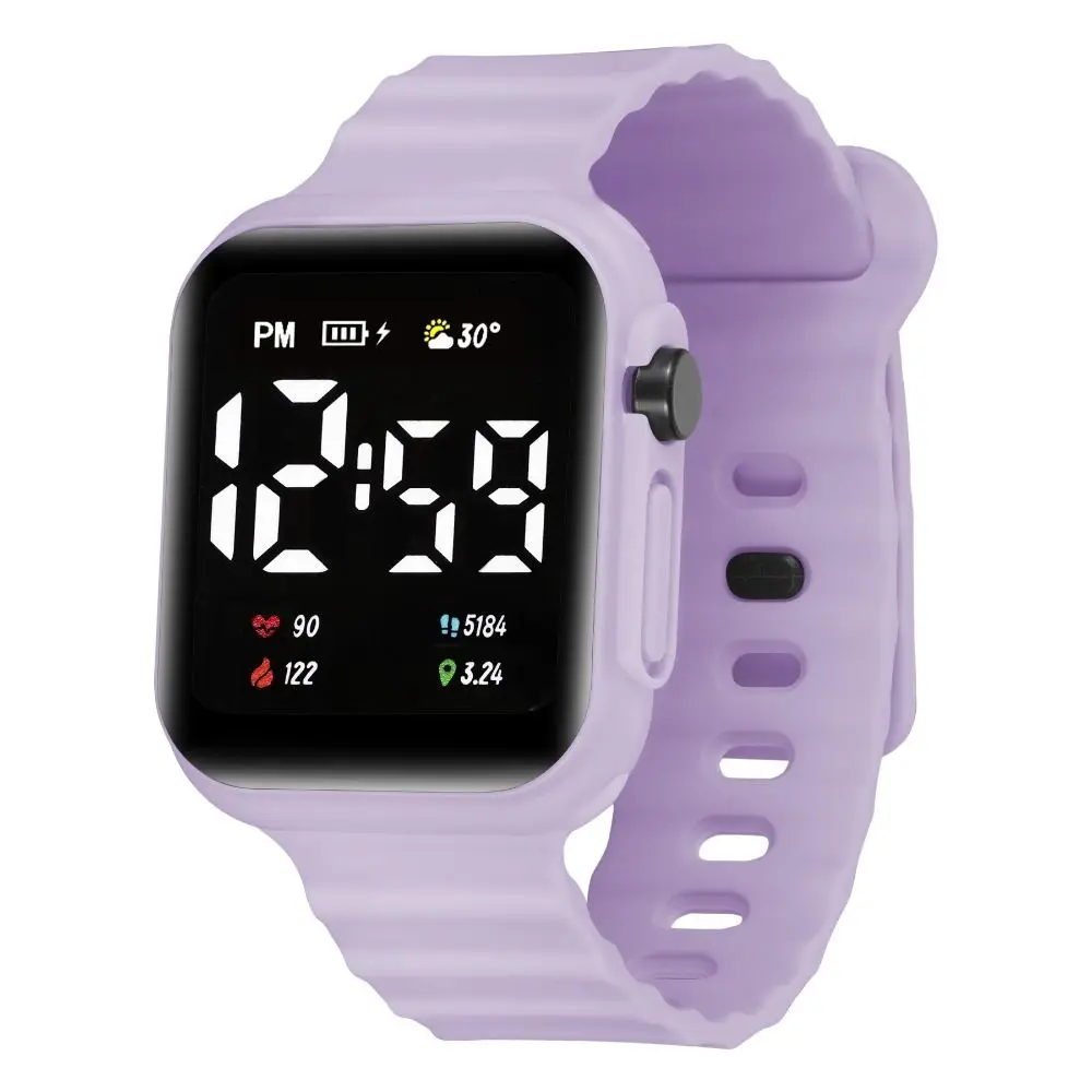 Montre électronique avec bracelet TPE Durable, affichage numérique LED, réveil universel multifonctionnel, Sport de plein air