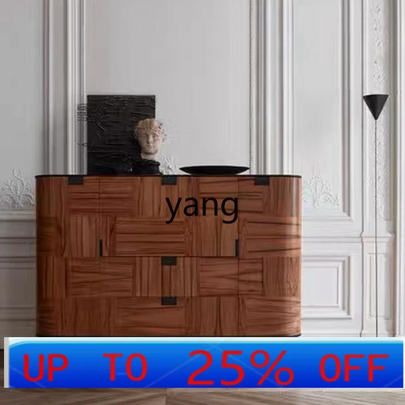 

LH medieval simple wood grain dining side cabinet European living room light luxury tea cabinet