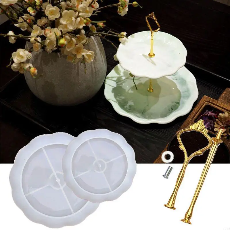 2 Tier Cake Fruit Plate Stand Resin Casting Mold Big Plate Fruit Tray Mold